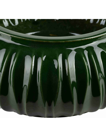 Vase bas vert forêt en céramique striée 37x15 cm Skymek  - 3