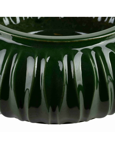 Vase bas vert forêt en céramique striée 26x11 cm Skymek  - 3