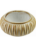 Vase bas beige ivoire céramique striée 26x11 cm Skozek