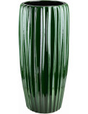 Grand vase de sol vert forêt en céramique cannelée 31x64 cm Tramek