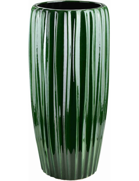 Grand vase de sol vert forêt en céramique cannelée 31x64 cm Tramek  - 1