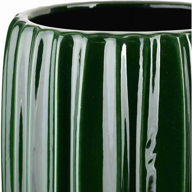 Grand vase de sol vert forêt en céramique cannelée 31x64 cm Tramek  - 3