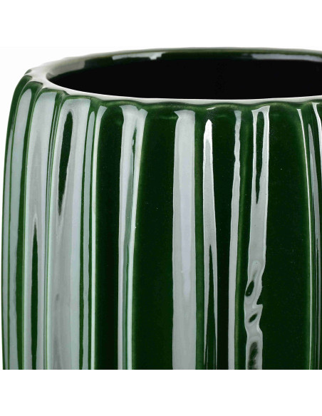 Grand vase de sol vert forêt en céramique cannelée 31x64 cm Tramek  - 3