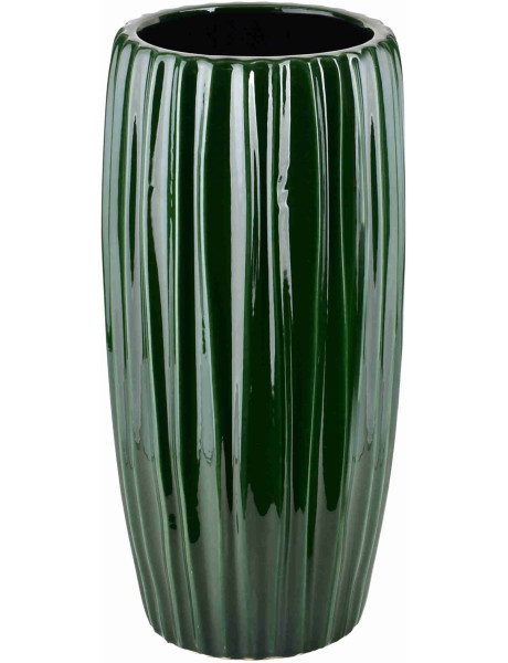 Vase haut vert forêt en céramique cannelée 26x52 cm Tramek  - 1