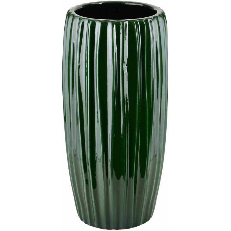 Vase haut vert forêt en céramique cannelée 26x52 cm Tramek  - 1