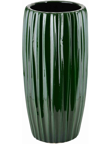 Vase haut vert forêt en céramique cannelée 26x52 cm Tramek  - 1