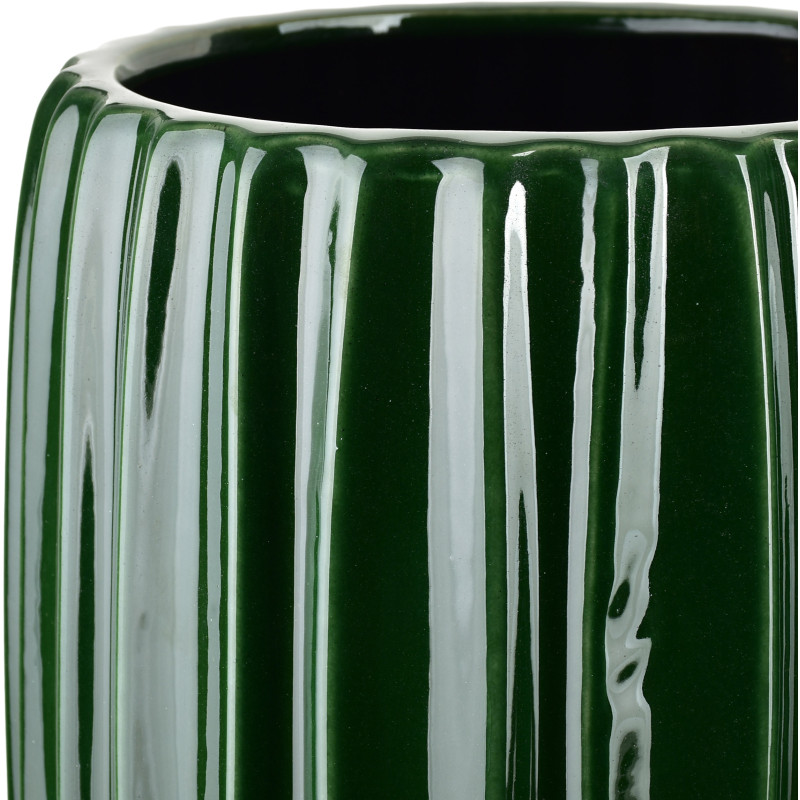 Vase haut vert forêt en céramique cannelée 26x52 cm Tramek  - 3