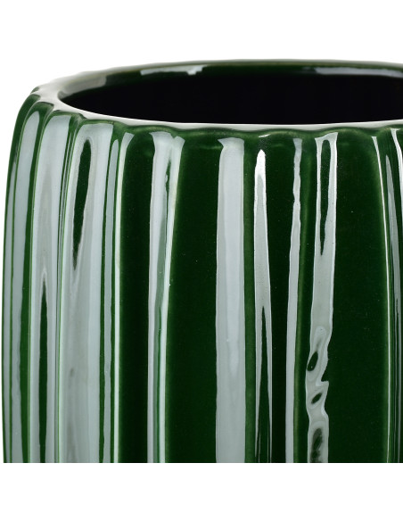 Vase haut vert forêt en céramique cannelée 26x52 cm Tramek  - 3