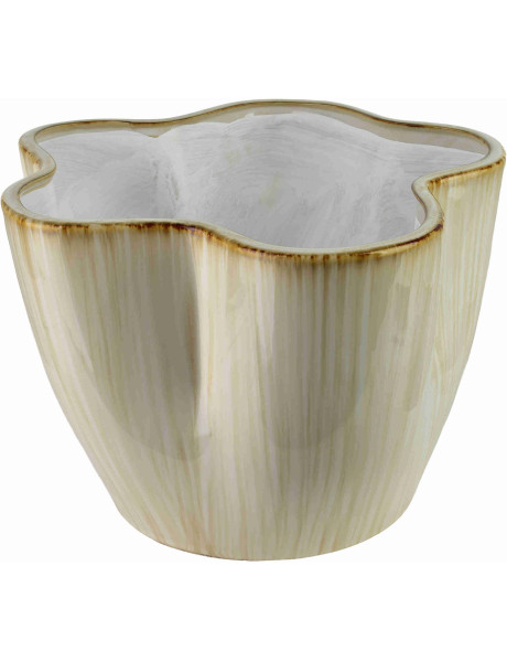 Cache-pot organique en céramique beige 31x31x19,5 cm Klydyn  - 1