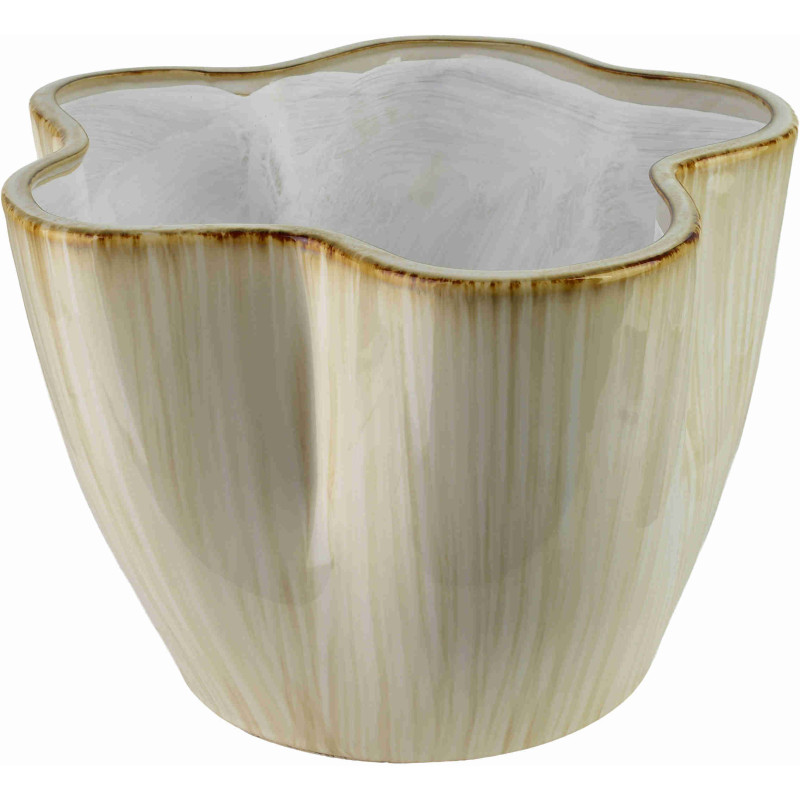 Cache-pot organique en céramique beige 31x31x19,5 cm Klydyn  - 1