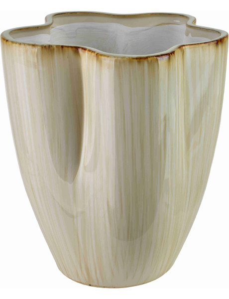 Vase organique beige crème en céramique 23x23x25,5 cm Klydyn  - 1