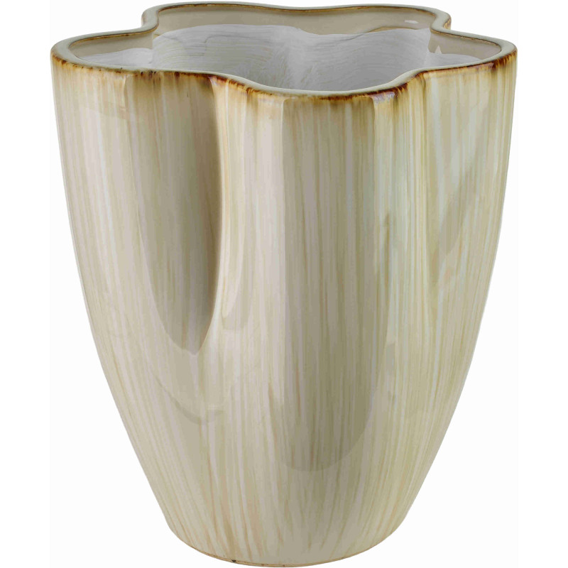 Vase organique beige crème en céramique 23x23x25,5 cm Klydyn  - 1