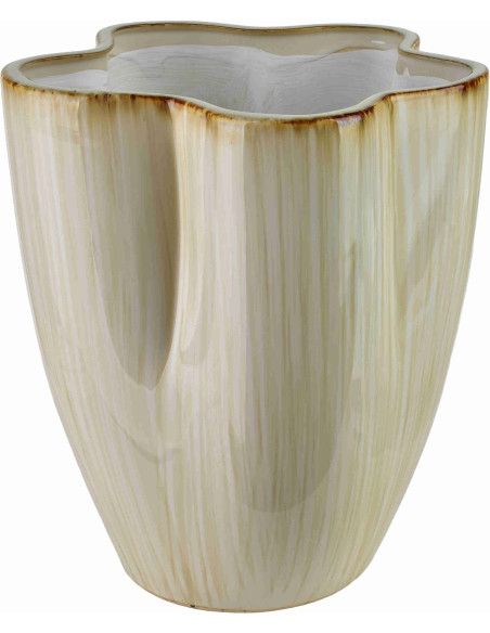 Vase organique beige crème en céramique 23x23x25,5 cm Klydyn  - 1