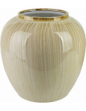 Vase boule beige crème en céramique striée 33x33 cm Czydar