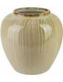 Vase boule beige crème en céramique striée 26x25 cm Czydar