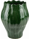 Grand vase vert forêt en céramique striée 38x36 cm Sketik