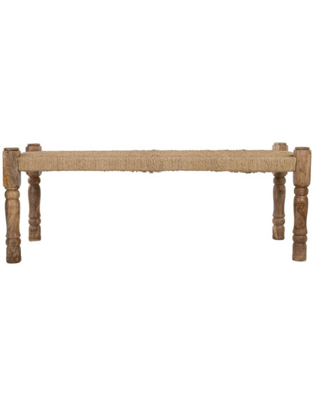 Banc bohème bois brun corde tressée 145x55x59 cm Ma  - 3