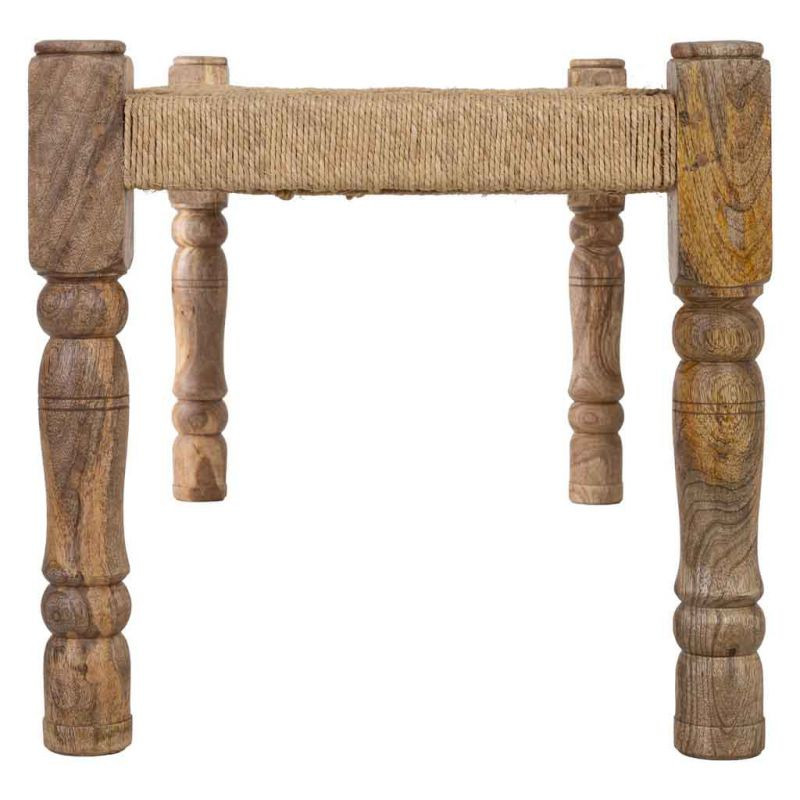 Banc bohème bois brun corde tressée 145x55x59 cm Ma  - 4