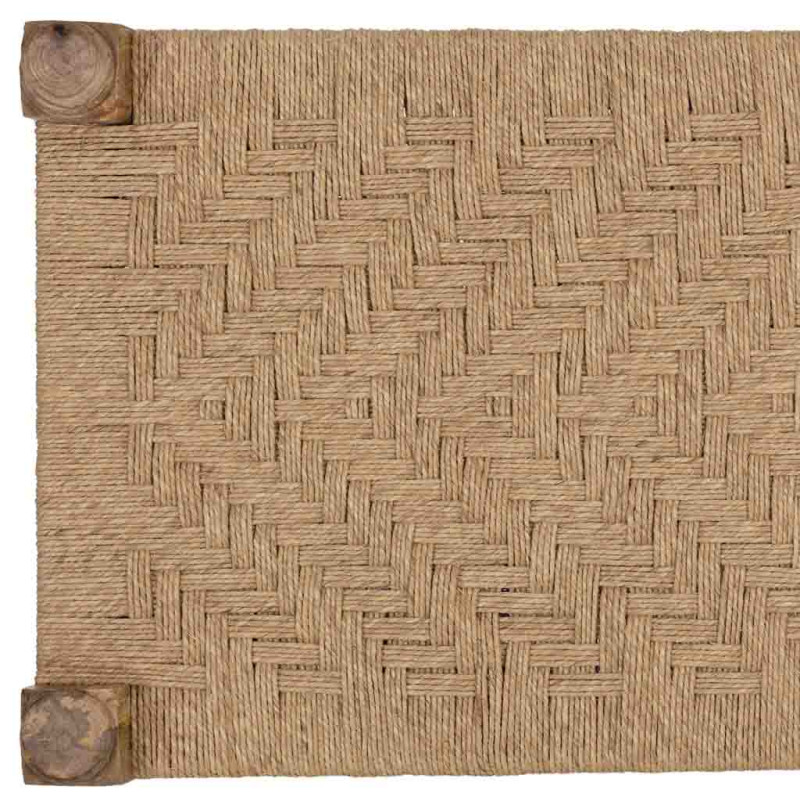 Banc bohème bois brun corde tressée 145x55x59 cm Ma  - 7
