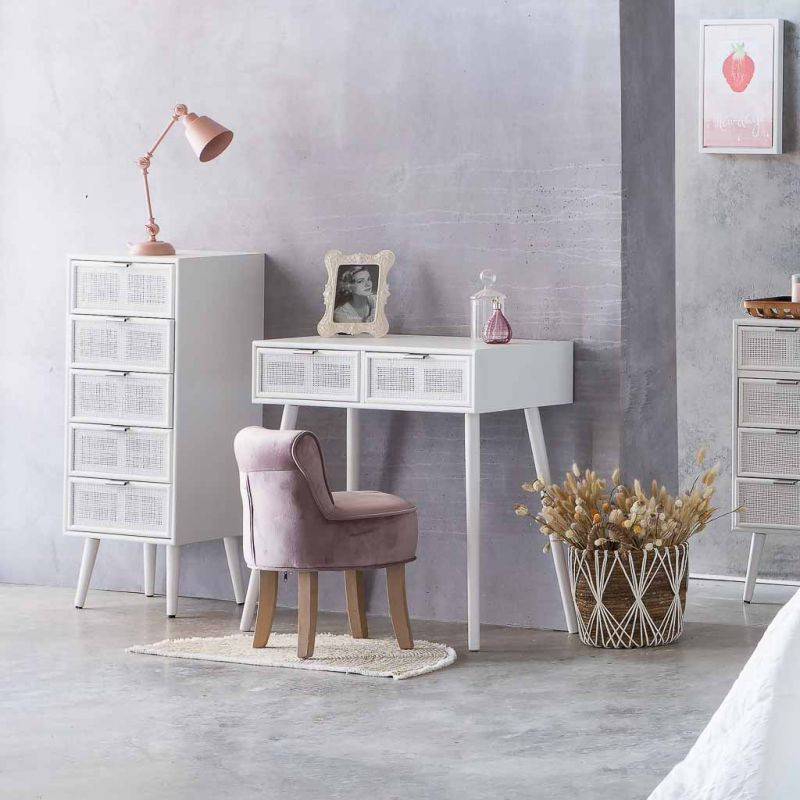 Petit fauteuil boudoir en velours rose poudré 45x46x58 cm Zarela  - 2