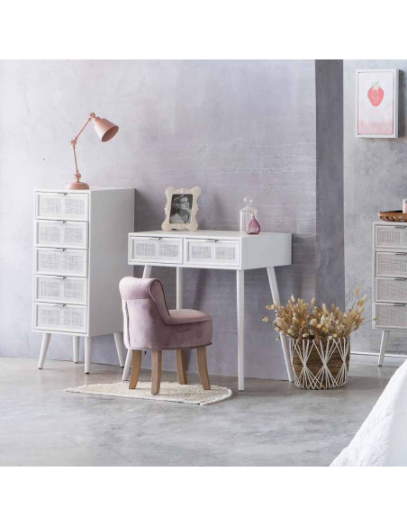 Petit fauteuil boudoir en velours rose poudré 45x46x58 cm Zarela  - 2