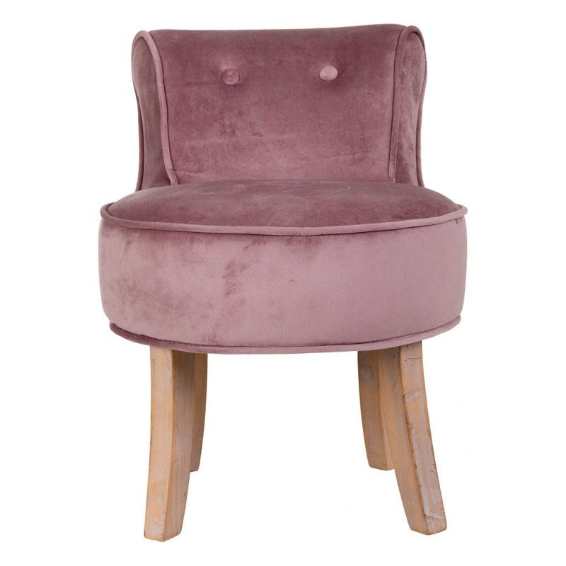 Petit fauteuil boudoir en velours rose poudré 45x46x58 cm Zarela  - 3