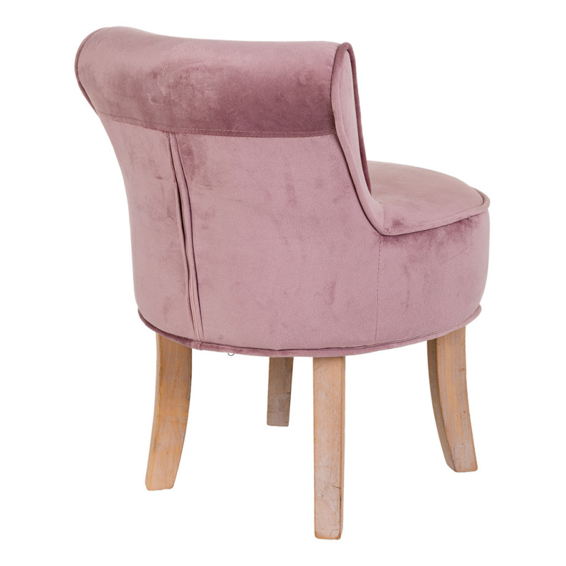 Petit fauteuil boudoir en velours rose poudré 45x46x58 cm Zarela  - 5