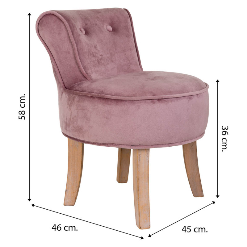 Petit fauteuil boudoir en velours rose poudré 45x46x58 cm Zarela  - 7