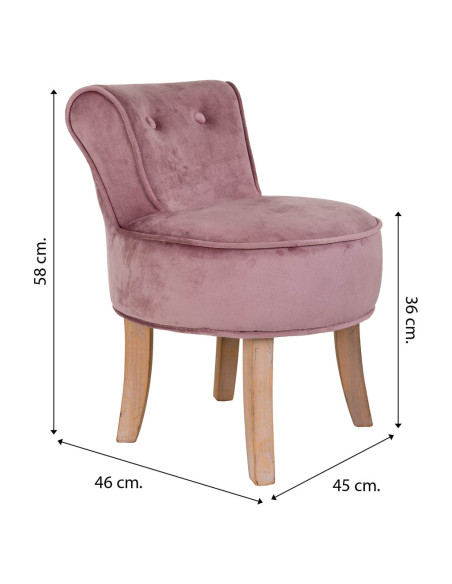 Petit fauteuil boudoir en velours rose poudré 45x46x58 cm Zarela  - 7