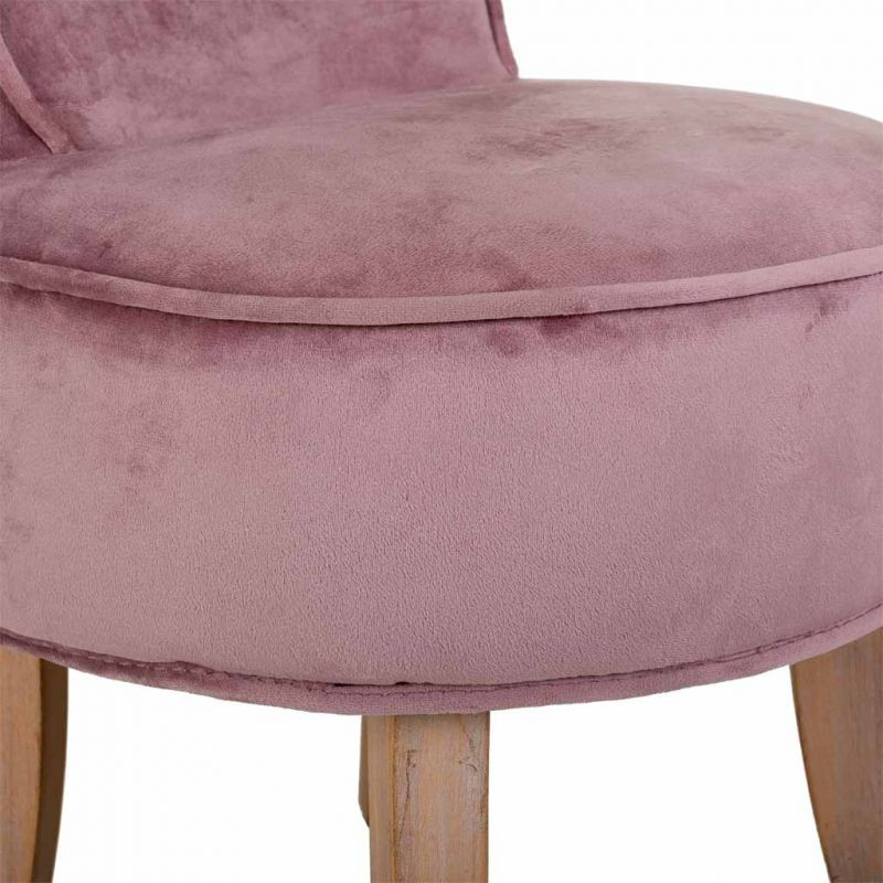 Petit fauteuil boudoir en velours rose poudré 45x46x58 cm Zarela  - 8