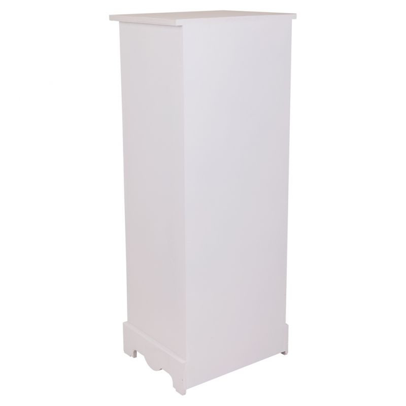 Vitrine blanche en MDF 1 porte vitrée 2 tiroirs 32x26x80 cm Zorila  - 4