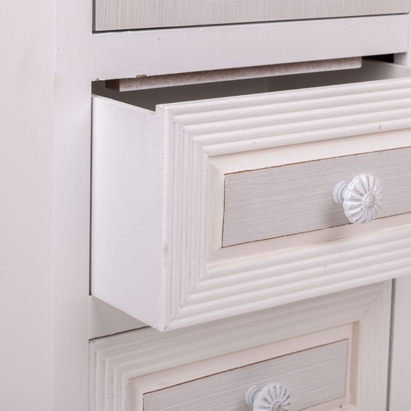 Vitrine blanche en MDF 1 porte vitrée 2 tiroirs 32x26x80 cm Zorila  - 5