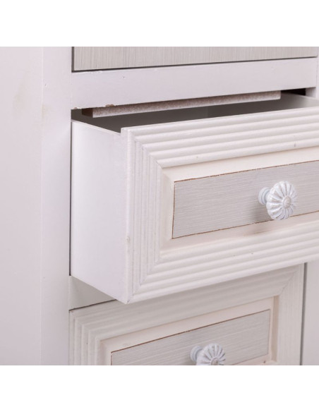 Vitrine blanche en MDF 1 porte vitrée 2 tiroirs 32x26x80 cm Zorila  - 5