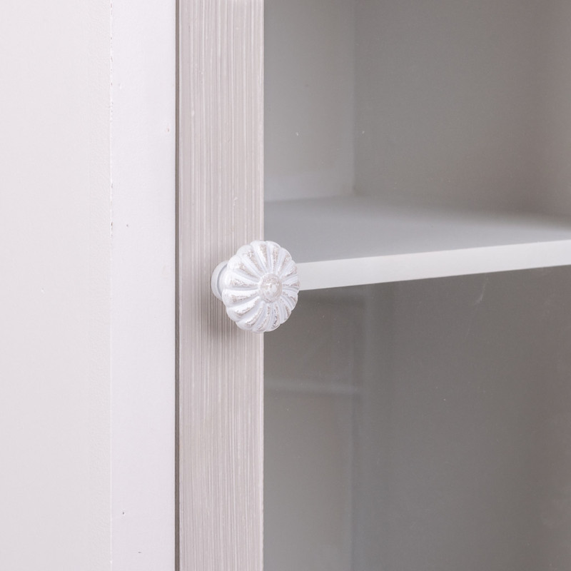 Vitrine blanche en MDF 1 porte vitrée 2 tiroirs 32x26x80 cm Zorila  - 6
