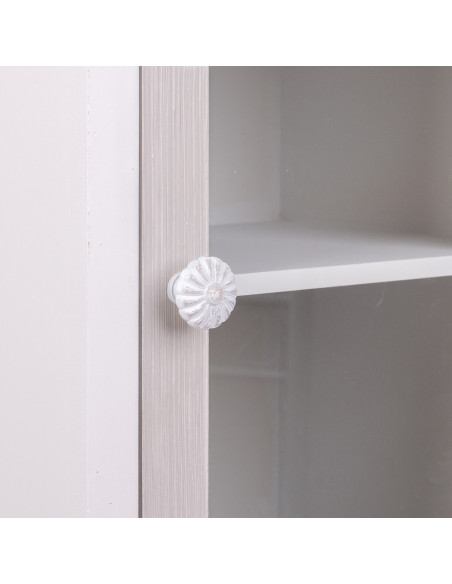 Vitrine blanche en MDF 1 porte vitrée 2 tiroirs 32x26x80 cm Zorila  - 6