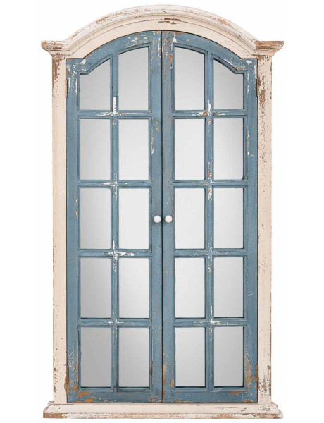 Miroir fenêtre à volets bleu gris en sapin 72,5x7x121,5 cm Ereno  - 1