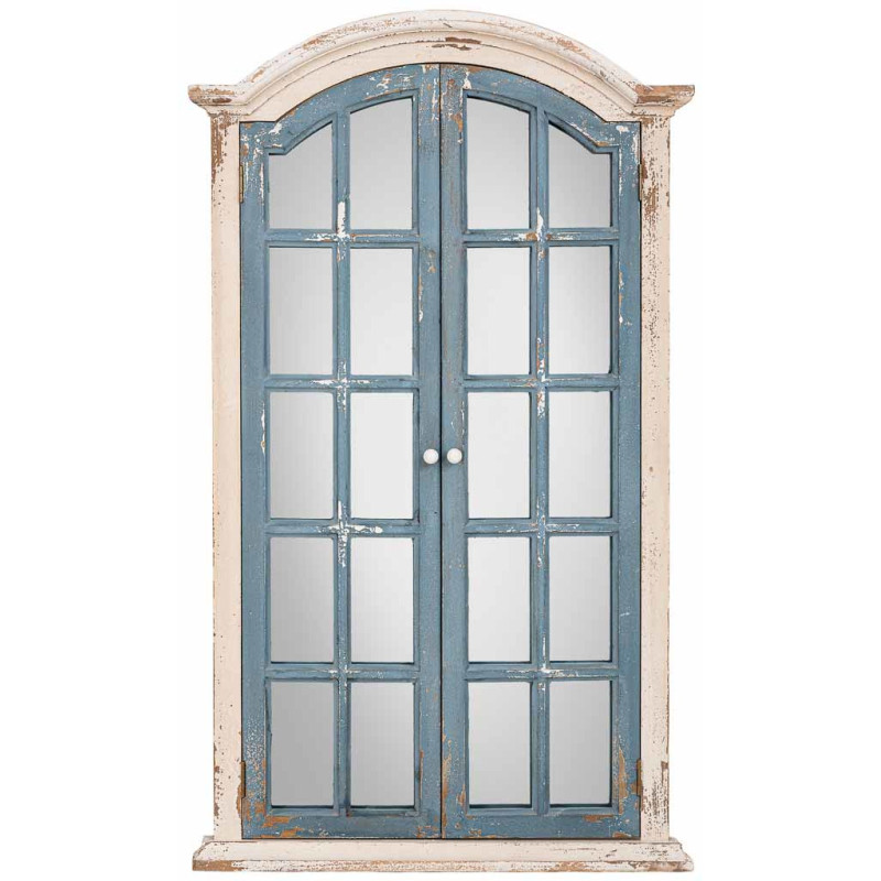 Miroir fenêtre à volets bleu gris en sapin 72,5x7x121,5 cm Ereno  - 1