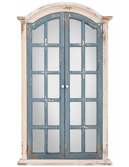 Miroir fenêtre à volets bleu gris en sapin 72,5x7x121,5 cm Ereno  - 1