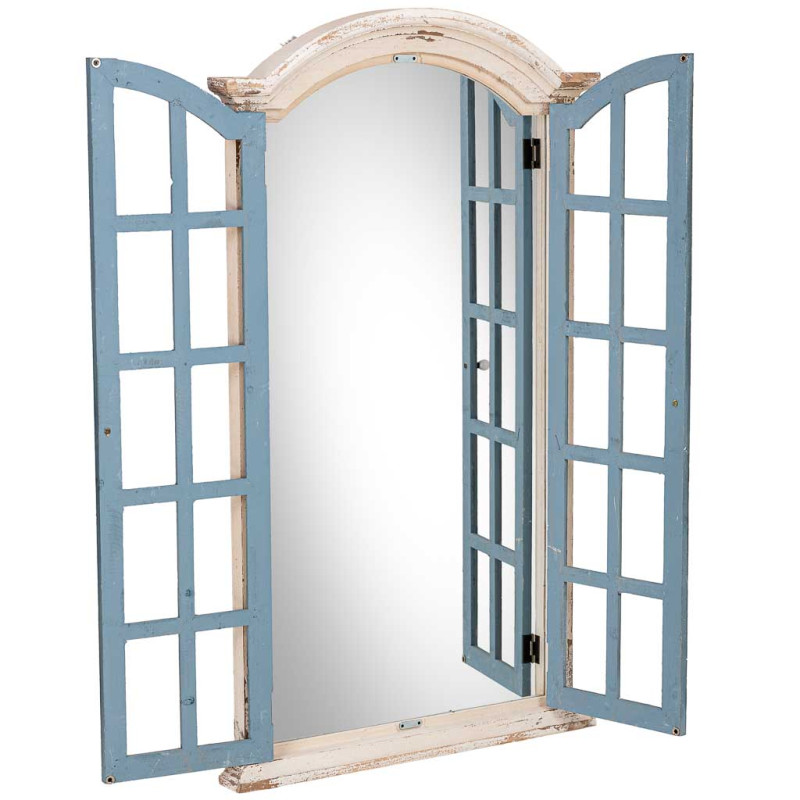 Miroir fenêtre à volets bleu gris en sapin 72,5x7x121,5 cm Ereno  - 2