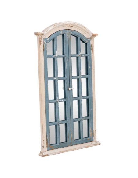 Miroir fenêtre à volets bleu gris en sapin 72,5x7x121,5 cm Ereno  - 3