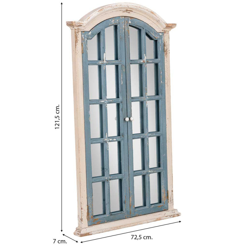 Miroir fenêtre à volets bleu gris en sapin 72,5x7x121,5 cm Ereno  - 8