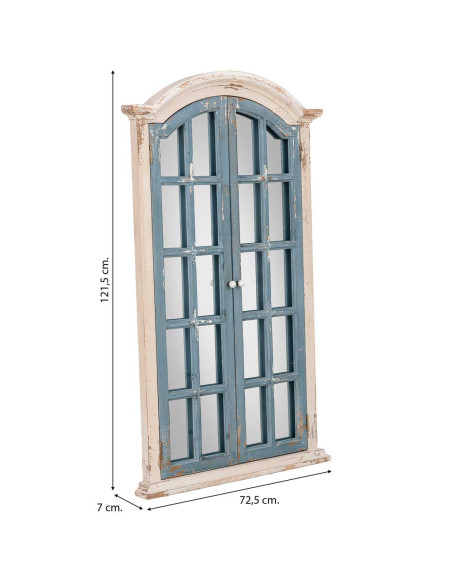 Miroir fenêtre à volets bleu gris en sapin 72,5x7x121,5 cm Ereno  - 8