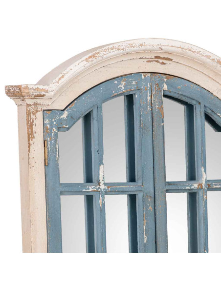 Miroir fenêtre à volets bleu gris en sapin 72,5x7x121,5 cm Ereno  - 4