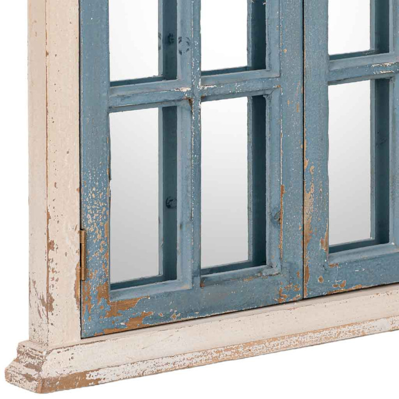 Miroir fenêtre à volets bleu gris en sapin 72,5x7x121,5 cm Ereno  - 5