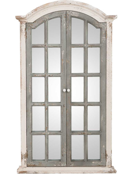 Miroir fenêtre à volets vert sauge bois et verre 72,5x7x121,5 cm Ereno  - 1