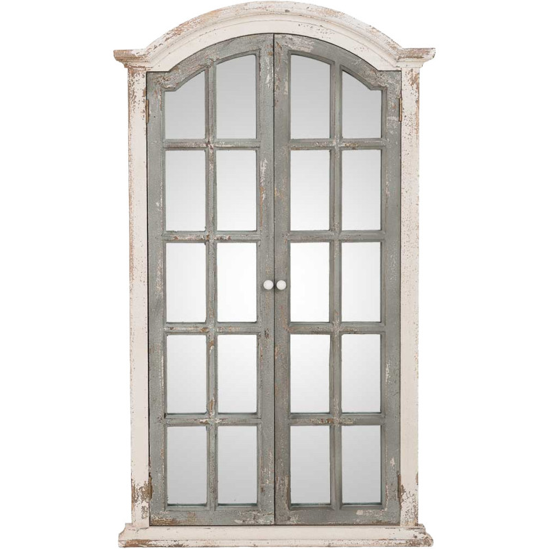 Miroir fenêtre à volets vert sauge bois et verre 72,5x7x121,5 cm Ereno  - 1
