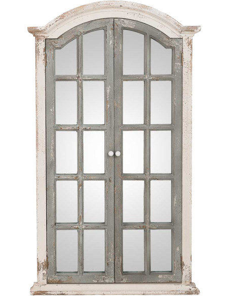 Miroir fenêtre à volets vert sauge bois et verre 72,5x7x121,5 cm Ereno  - 1