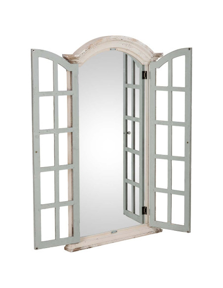 Miroir fenêtre à volets vert sauge bois et verre 72,5x7x121,5 cm Ereno  - 3