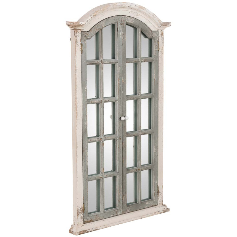 Miroir fenêtre à volets vert sauge bois et verre 72,5x7x121,5 cm Ereno  - 4