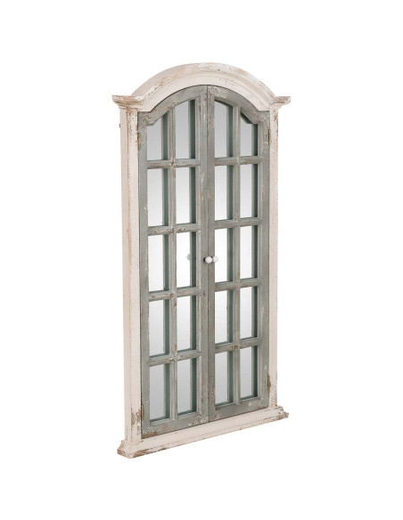 Miroir fenêtre à volets vert sauge bois et verre 72,5x7x121,5 cm Ereno  - 4